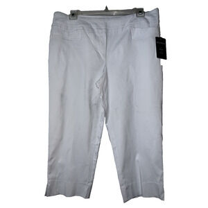 New Zac & Rachel Pants Women's Size 16 White Stretch Elastic Waist Pull-on Crops